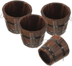 SHINEOFI 4pcs Small Carbonized Wood Planter Pots Whiskey Barrel Style Plant Containers for Indoor Outdoor Garden Vegetable Planting by Unknown