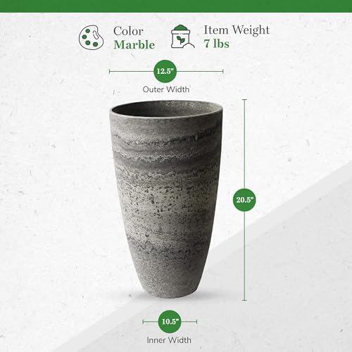 Algreen Products Vase Planter - Drainage Hole - 12 x 12 x 20.5 in - Resin - Image 4
