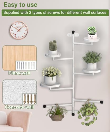 4-Tier Window Plant Shelves, 160° Rotating Indoor Wall Mounted Plant Holder Shelf for Haning Multiple Plants, Floating Window Sill Plants Stand for Home Decor, Gift for Plant Lovers, White - Image 5