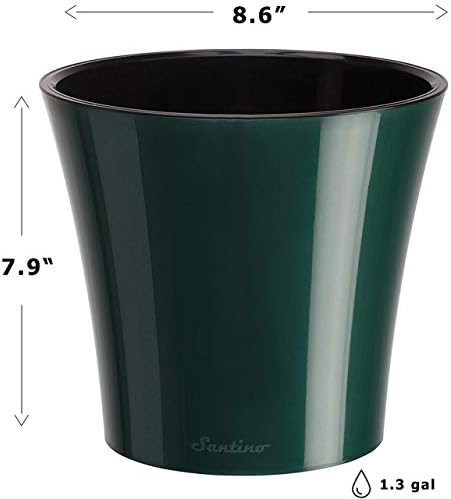 Gardenera 8.6" ARTE Self Watering Planter (Set of 3) in GREEN/BLACK - Indoor Flower Pot for All House Plants, Flowers, Herbs, Succulents, Orchideas, Dahlias and African Violets - Image 2