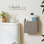 84ECO Set of 2 Grey Woven Paper Rope Hanging Baskets for Organizing, Front Door, Mail, Flowers - Image 4