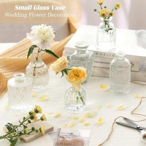 24PCS Mini Bud Vases As Wedding Centerpieces for Tables,Clear Bud Vases for Flowers,Small Flower Vases Suitable for Birthday Party,Anniversary,Wedding Reception,Baby Shower (Clear, 24PCS) - Image 3