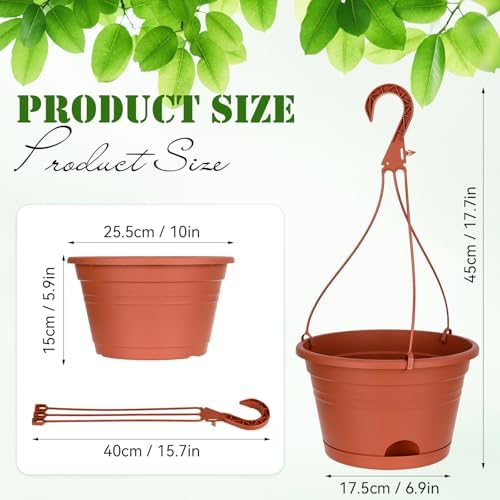 Roshtia 10 Pcs 10 Inch Hanging Baskets for Plants, Brown - Image 2