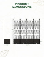 4 PCS Raised Garden Bed with Trellis & Privacy Screen, 66" w x 63" Tall Vertical Garden Planter Box for Climbing Plants - Sturdy Lightweight Outdoor Planter for Vegetables, Flowers on Patio, Balcony - Image 2