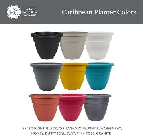 The HC Companies Caribbean Planter Pot - Outdoor & Indoor Plant Pot with Drainage Hole & Plug - Rolled Rim Plastic Pots for Plants & Flowers - Decorative Plant Pot (20" Warm Gray, Pack of 1) - Image 6