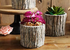 Faux Stakes Planter Sculpture Concrete Planter Tree Root Stump Flower Pot Driftwood Log Post Planter - Indoor Outdoor Cactus Succulent Snake Bamboo Plant Decorative Garden Windowsill - Image 4