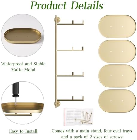 YQSLYSF Window Rotating Plant Stand Shelf Indoor Gold Metal Floating Shelves 4-Tier Wall Mount Plant hanger Holders for Wall Planter Modern Home Decor window sill gifts - Image 4