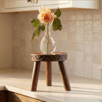 Small Plant Stand Indoor, Boho Wooden Stool for Living Room, 8x8 inch, Dark Color by POTTHING