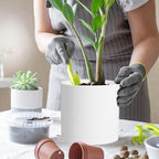 WSMKSZ 12 Inch Large Deep Flower Pots for Outdoor Indoor Plants, Cylinder Tall Plant Pots with Drainage Holes and Saucer, Big Decorative Plastic Planter Pots for Garden House Plants, White - Image 5