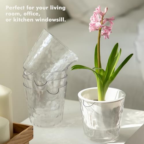 4.6 Inch Self Watering Plant Pots for Indoor Plants 16 Packs African Violet Pot, Self Watering Planters for Herb, Orchid, Devil's Ivy, Flower Houseplant Planters, Clear Plant Pots, White - Image 6