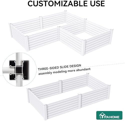 YITAHOME 4x4x2 FT Plastic Raised Garden Bed Kit, Large Outdoor Above Ground Planter Box with Growth Grid for Plants, Vegetables, and Flowers, Easy Installation, White - Image 5