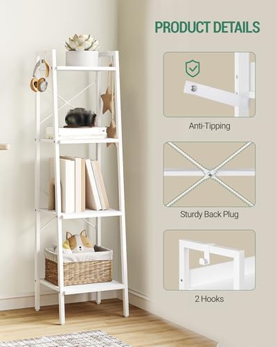 Hzuaneri Ladder Shelf, Bookshelf, Freestanding Corner Storage Shelf - Image 3