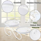 2 Tier White Plant Stand, Metal Flower Stand Indoor Outdoor, Anti-Rust Iron Plant Shelf, Round Flower Pot Stands for Multiple Plants, Display Rack Potted Plant Holders for Garden Home Decor - Image 3