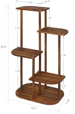 Jotsport 5 Tier Wood Plant Stand for Multiple Plants Indoor Outdoor - Image 5