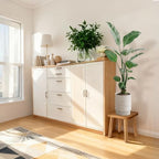 Solid Wooden Stool 11.7''H Wooden Plants Stand Wooden Decorative Stool Small Wood Stand for Bathroom Bedroom Livingroom Kitchen Bathroom - Image 2