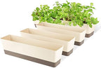 SUREAM Window Box Planter, 4 Pack 12x3.8 Inch/16x3.8 Inch Modern Succulent Pots, Plastic Rectangle Planters Containers with Saucer for Windowsill, Garden Balcony, Porch, Indoor Outdoor Decoration by Suream