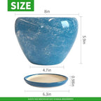 Deep Dream 8 Inch Plant Pots- Ceramic Pots for Plants with Drainage Hole and Saucer, Large Planter Pot for Indoor Plants Outdoor Decor, Gemstone Blue - Image 3