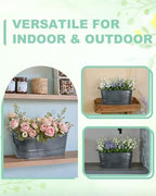 3 Pack 15 Inch Galvanized Oval Planters with Handles, Galvanized Black - Image 5