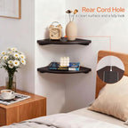 Corner Wall Shelf,16inch Solid Oak Wood Floating Corner Shelf with Wire Hole Corner Wall Storage Display Shelves for Living Room Bedroom Bathroom Kitchen(Walnut) - Image 6