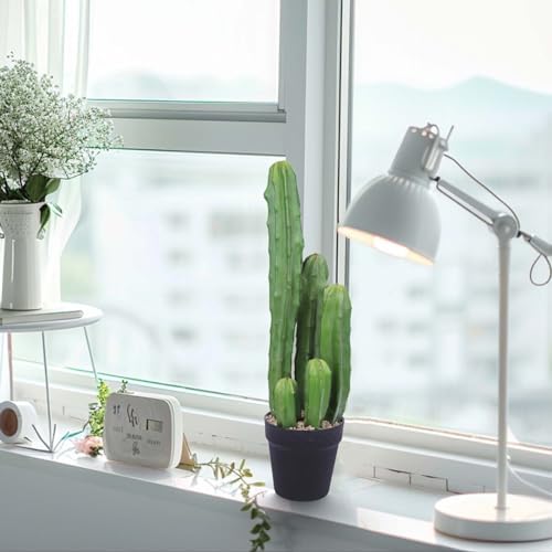 Artificial Cactus 22 Inch Fake Cacti Faux Plant with Black Planter for Home Garden Store Office Floor Decoration - Image 4