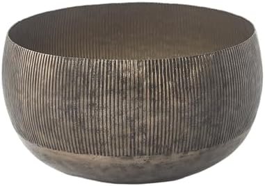 FAB HAB Sow Antique Brass Bowl Metal Planters - Large, Handmade Aluminum Pots for Indoor & Covered Outdoor Spaces, Lightweight Decorative Planters - Image 3