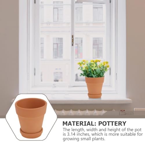 5pcs Red Baked Clay Succulent Pots with Saucers, Indoor Decorative Terracotta Planting Containers, 8x8cm Breathable Flower Planters Set for Home Gardening - Image 6