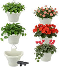 MADHOLLY 6Pcs Vertical Hanging Planters for Outdoor Plants - Wall Plant Holder for Indoor Decorations Garden Fence, Plastic Flower Pots with Drainage Grid and Hooks (White) by MADHOLLY