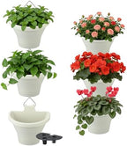 MADHOLLY 6Pcs Vertical Hanging Planters for Outdoor Plants - Wall Plant Holder for Indoor Decorations Garden Fence, Plastic Flower Pots with Drainage Grid and Hooks (White) by MADHOLLY