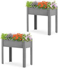 SoliWood Set of 2 Raised Garden Bed with Legs, 31x16x31'', Outdoor Wood Elevated Planter Box, Grey Cedar, Thick Legs, w/Liner by OutdoorFurniture