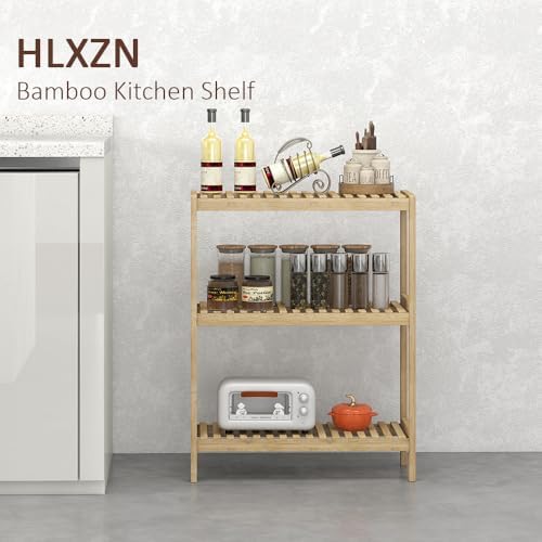 3-Tier Bamboo Freestanding Shelf Multi-use Small Bookshelf Bookcase - Image 5