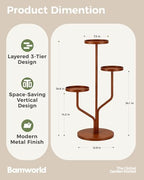 Tier Tall Flower Holder for Living Room,Bedroom Decor,Balcony (Brown) - Image 2