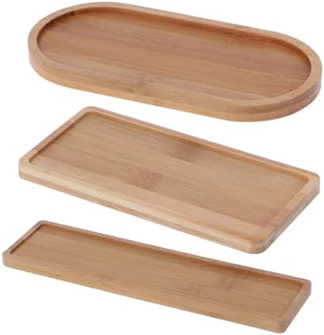 Plant Saucer Tray 4pcs Oval Bamboo Plant Saucers for Succulent Pots, Simple Home Balcony Tray(K) by Unknown