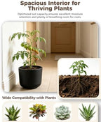 Kante Black Round Concrete Planter 11" Dia for Modern Home with Drainage - Image 4