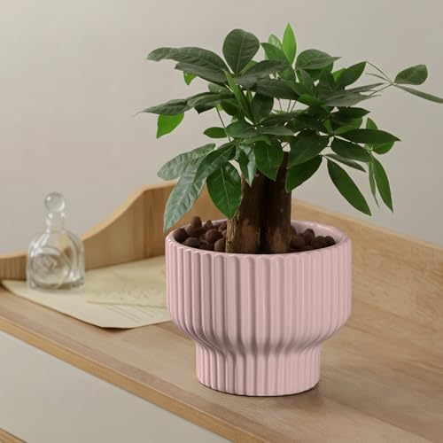 OXART Ceramic Plant Pots, 9.4+8+6 Inch Planters with Drainage Hole, Set of 3, Modern Round Flower Pot for Indoor Plants, Home and Office Decorative Ceramic Pots for Plants, Gifts for Mom, Pink - Image 5