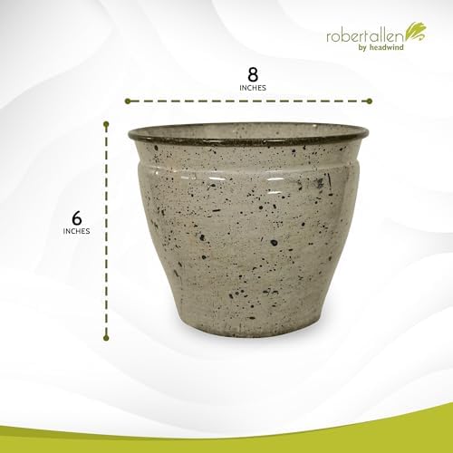 Headwind Riverside Collection – 8" Chamois Glazed Decorative Plant Pots Indoor with Drainage & Outdoor - Modern Flower Pot Weather-Resistant Lightweight Planter by Robert Allen - Image 2