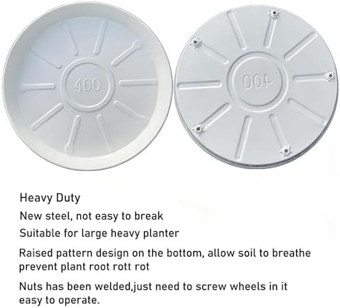 SIAMO 16" Heavy Duty Plant Caddy (430lbs Capacity)-Lockable Non-Scratch Swivel Casters Rolling Plant Stand Saucer for Hardwood Floor & Patio Indoor & Outdoor Use,2-Pack,White - Image 3