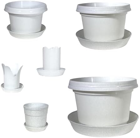 12-Piece White Granite Color Pot and Saucer Set, 2"-12" by AustinPlanter