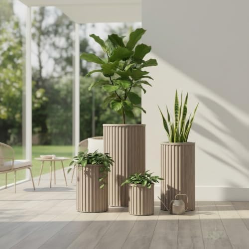 Round Column Planter with Adjustable Depth, Ash Brown - Image 6