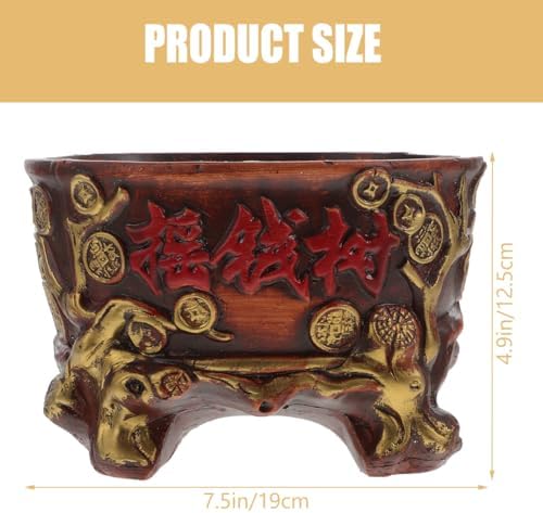 DOITOOL Ceramic Succulent Pot Unique Retro Money Tree Flower Pot Indoor Plant Holder Bonsai Tree Planter Decorative Flowerpot for Home Decoration,7.48 X 6.29 X 4.92 Inches - Image 3