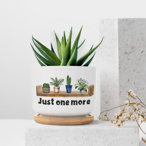 DreamAutumn Just One More Plant Ceramic Planters Pack of 3 Ceramic Pots with Saucers Orchid Pots for Plants Succulents Pots Home Office Desk Garden Balconys Decor,Gifts for Mom - Image 7