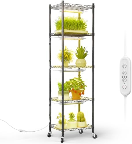 FREELICHT Plant Stand with Grow Light 5-Tier, 4×10W 5000K, 15.7x11.8x61.5IN by FREELICHT