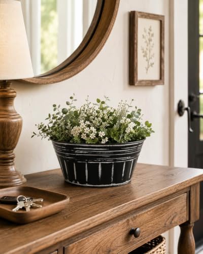 vensovo 10 Inch Shallow Galvanized Planters, 4 Pack Metal Succulent Pots - Image 6