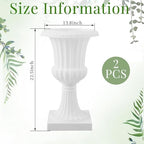 AceOrbit 2 Pack 22" Large Plastic Urn Planters, Pedestal Flower Plant Pot White Plant Stand for Wedding, Party, Event, Home, Stage, Garden, Balcony Decoration - Image 2