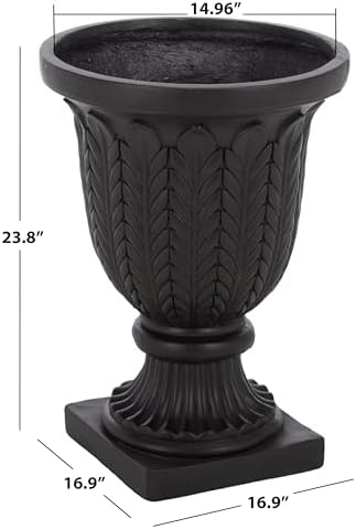 SAFAVIEH Outdoor - Apollo Planter Pot with Drainage - Black - Weather Resistant - Ideal for Patio, Garden, Backyard, 16.9" W x 16.9" D x 23.8" H (PAT5046E) - Image 4