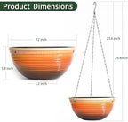 12 Inch Glazed Hanging Planters for Indoor Outdoor Plants, 2 Pack - Image 2