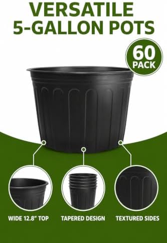 60 Pack 12.8 Inch 5 Gallon Large Plastic Plant Nursery Pots - Image 4