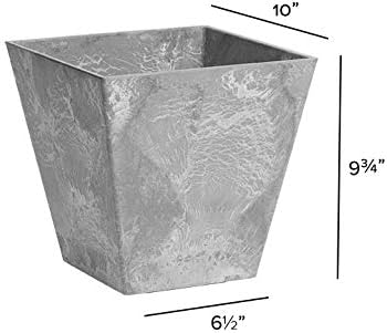 Novelty ArtStone 35100 Ella Square Planter, 10-Inch, Grey - Image 4