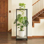 34" Tall 2-Tier Corner Plant Stand Indoor, Oak Grey - Image 5