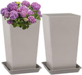 Neoaider Set of 2 Tall Planter, 21 inch Large Plastic Planter, Light Gray by Neoaider