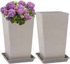Neoaider Set of 2 Tall Planter, 21 inch Large Plastic Planter, Light Gray by Neoaider